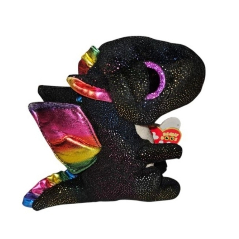 Ty Beanie Boo's Anora Dragon Plush Black Rainbow 6" New